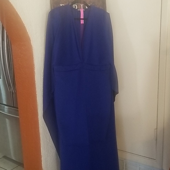 royal blue cape dress